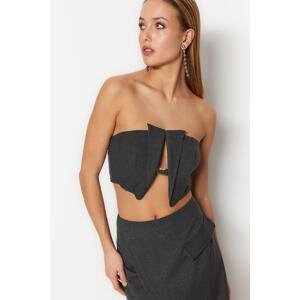 Trendyol Anthracite Crop Lined Bustier with Woven Accessories