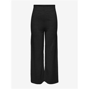 Černé dámské žebrované široké kalhoty ONLY Cata - Dámské