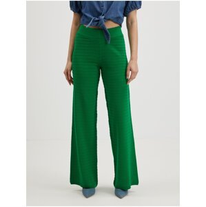 Zelené dámské žebrované široké kalhoty ONLY Cata - Dámské