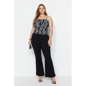 Trendyol Curve Black Cropped Leg Knitted V Waist Trousers