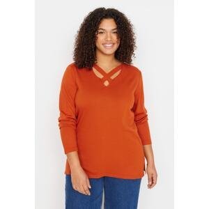 Trendyol Curve Orange Collar Detailed Knitwear Sweater