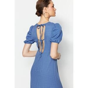 Trendyol Blue Straight Cut Mini Woven Dress with Back Detail