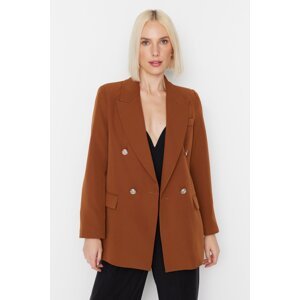 Trendyol Brown Woven Lined Double Breasted Closeup Blazer Jacket
