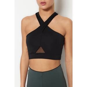 Trendyol Black Supported/Shaping Tulle Detailed Knitted Sports Bra