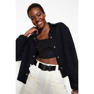 Trendyol Black Crop Denim Shirt