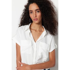 Trendyol Ecru Double Pocketed Woven Shirt