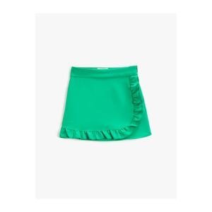 Koton Mini Skirt With Frills, Double Breasted, Zipper Closure