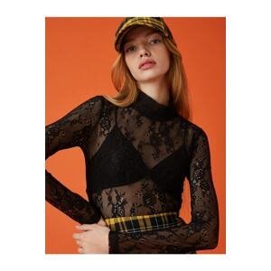Koton Stand-Up Collar Lace Blouse