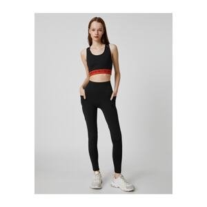 Koton Sports Leggings with Pockets, High Waist Stitching Detail.