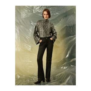 Koton Flared Leg Leather Look Trousers
