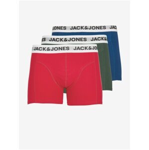 Jack & Jones Sada tří pánských boxerek v modré, zelené a červené barvě Jack & J - Pánské