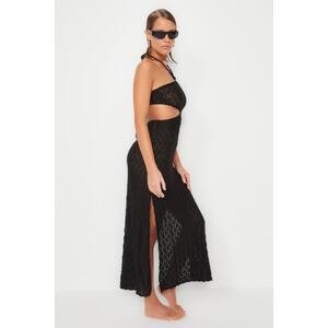 Trendyol Black Fitted Maxi Knitted Beach Dress with Accessories