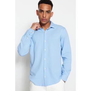 Trendyol Blue Men's Slim Fit Knitted Shirt