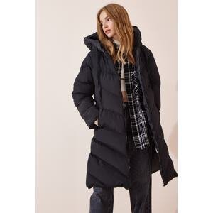 Happiness İstanbul Women's Black Hooded Long Down Coat
