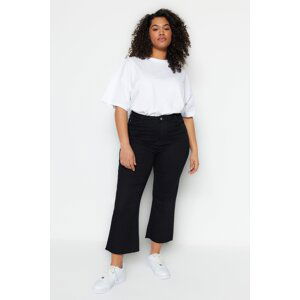 Trendyol Curve Black Colorless High Waist Short Leg Culotte Fit Jeans