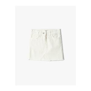 Koton Denim Mini Skirt with Pocket, Cotton, and Adjustable Elastic Waist.