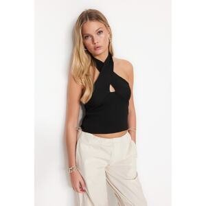 Trendyol Black Window/Cut Out Knitted Blouse
