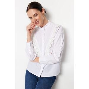 Trendyol White Lace Woven Cotton Shirt with Lace