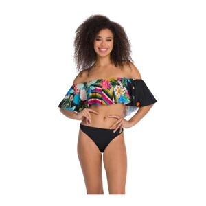 Dagi Black Floral Patterned Flounce Bikini Set