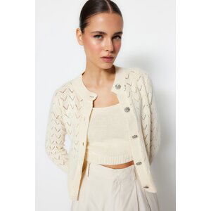 Trendyol Stone Button Detailed Blouse-Cardier Suit with Openwork/Eyeholes