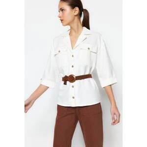 Trendyol Weaving Ecru Shirt With Straw Belt