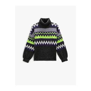 Koton Turtleneck Knitwear Sweater Geometric Pattern Long Sleeve