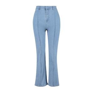 Trendyol Curve Blue High Waist Ribbed Wide-Cut Jeans