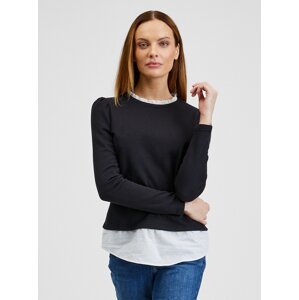 Orsay Černý dámský svetr s košilovou vsadkou - Dámské