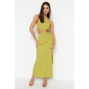 Trendyol Green Fitted Maxi Woven Dress with Window Detail at Waist