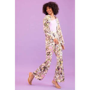 DEFACTO Flare Fit Spanish Leg Floral Patterned Satin Viscose Trousers