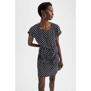 DEFACTO A Cut Short Sleeve Polka Dot Print Mini Dress