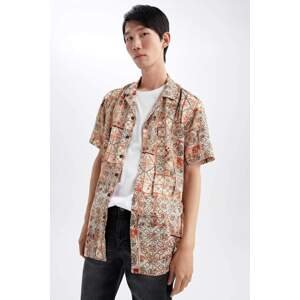 DEFACTO Regular Fit viscose Printed Short Sleeve Shirt