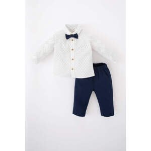 DEFACTO Baby Boy Shirt Collar Printed Twill 3-Piece Suit
