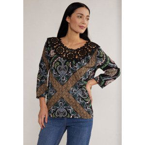 MONNARI Woman's Blouses Patterned Blouse With Lace Multi Black