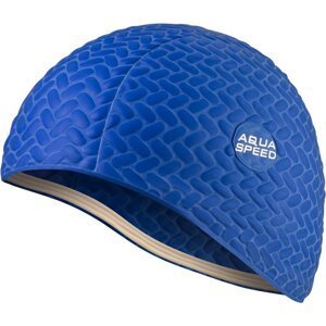 AQUA SPEED Unisex's Swimming Cap For Long Hair Bombastic Tic-Tac Navy Blue