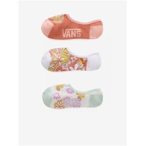 Sada tří párů dámských květovaných ponožek v bílé a růžové barvě VANS Fl - Dámské