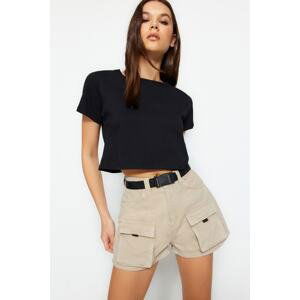 Trendyol Beige Cargo Shorts with Pocket & Bermuda