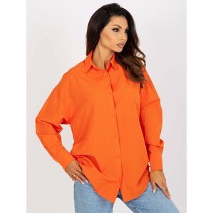 Oranžová oversize košile na knoflíky s manžetami