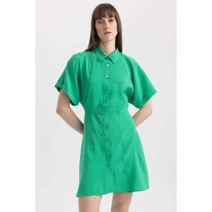 DEFACTO Shirt Collar modal Batwing Mini Short Sleeve Woven Dress
