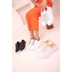 Soho White-Green Glitter Women's Sneakers 17947