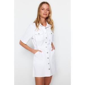 Trendyol White Mini Denim Dress With Buttons
