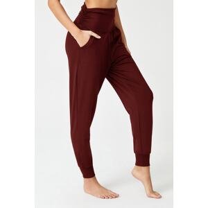 LOS OJOS Claret Red Baggy-Look Harem Pants With An Elastic Waist