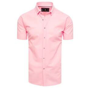 Pánská košile s krátkým rukávem růžová Dstreet