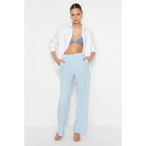 Trendyol Light Blue High Waist Wide Leg/Wide Leg Pleated Woven Trousers