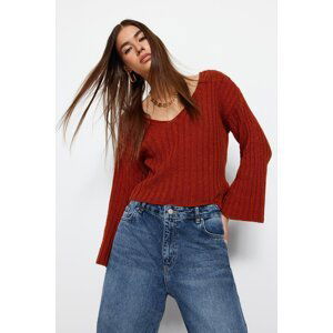 Trendyol Tile Wide Fit Crop Wool Basic Knitwear Sweater