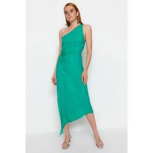 Trendyol Green Limited Edition Gathered Detailed Jacquard Satin Woven Dress Woven Dress