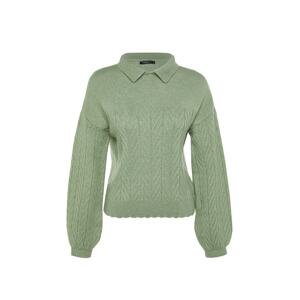 Trendyol Mint Wide Fit Soft Textured Braids Knitwear Sweater