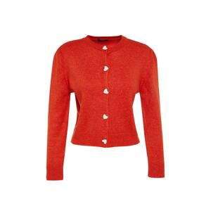 Trendyol Orange Soft Textured Jewel Button Knitwear Cardigan