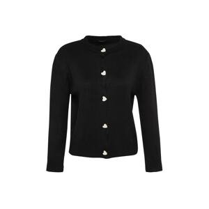 Trendyol Black Soft Textured Knitwear Cardigan with Jeweled Buttons