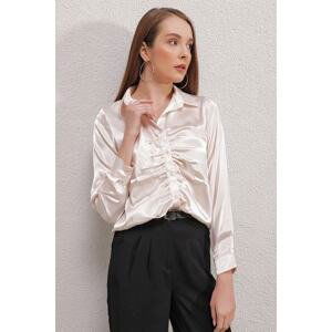 Bigdart 20112 Pleated Satin Shirt - Cream